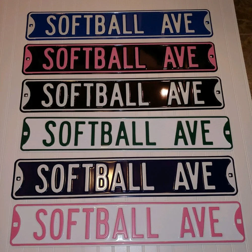 Softball Ave Navy & White Metal Street Sign - NEW